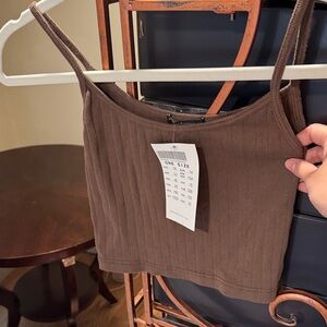 Brandy Melville Brown Ribbed Cropped Camisole